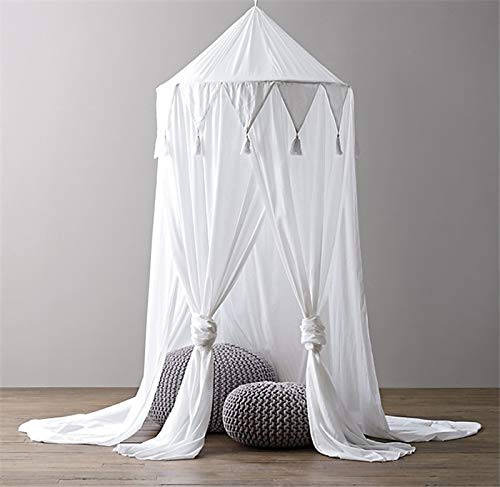YIKANWEN Baby Baldachin Betthimmel Kinder Babys Bett Chiffon Deko Moskitonetz für Baby Ankleidezimmer Innen im Freienspiel Lese Schlafzimmer (Weiß)