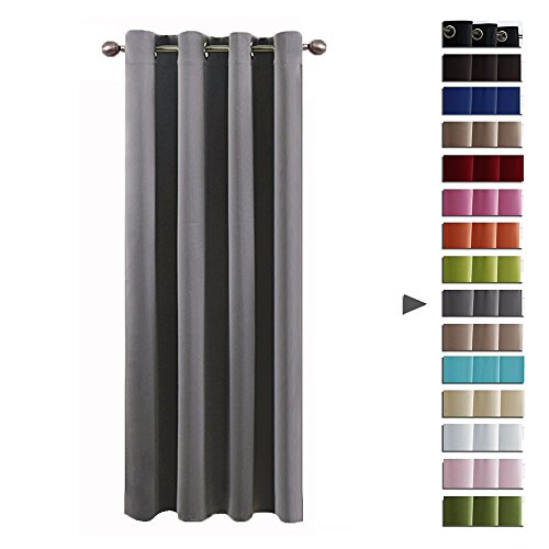 Ösenvorhang blickdichte Gardine - PONY DANCE 210 cm x 132 cm (H x B), Grau 1 Stück Vorhang mit Ösen Verdunkelungsvorhänge für Küche, Energiespar & Wärmeisolierend