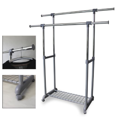 Doppelkleiderständer mit zwei Kleiderstangen Kleiderständer auf Rollen