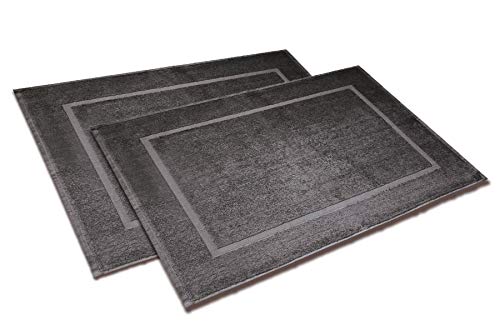 Wash Monkey - Badvorleger Set, 2er Pack groß, Badematte Badteppich Duschvorleger, 50x70 cm - 100% Baumwolle, Dichte 650 g/m² | Premium Qualität | anthrazit