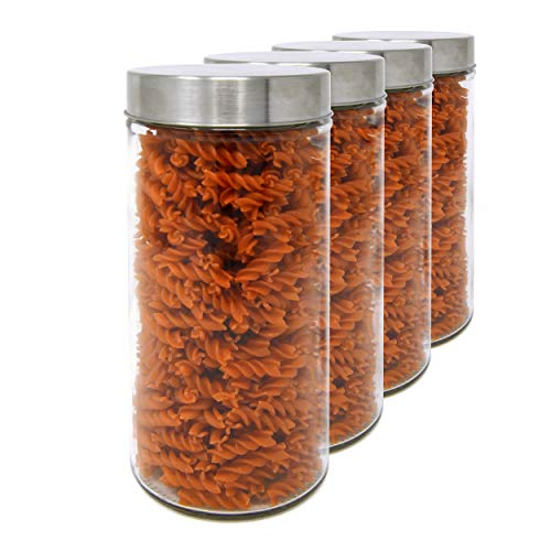 Kristal Set 4 Vorratsdosen aus Glas, 1,2 L (23x10 cm), mit Schraubverschluss.