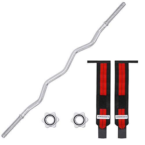 SONGMICS SZ Stange Hantelstange Curlstange Länge 7 kg, 120cm, Ø 30 mm, mit Sternverschlüssen,Hantel Curl Stange Hantelstange SYL120SV