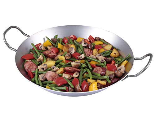 chg 3432-66 Eisenpfanne 'geschützt', Durchmesser = 32 cm mit 2 Griffen, Eisen, silber, 32 x 32 x 4.5 cm