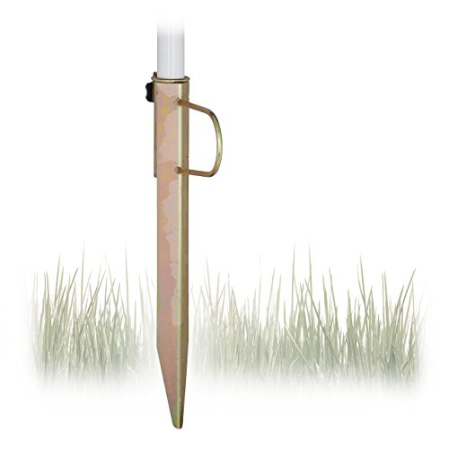 Relaxdays Rasendorn Sonnenschirm, Gartenschirm Schirmständer, Stahl verzinkt, für Stockgrößen bis 32 mm, H=43 cm, bronze
