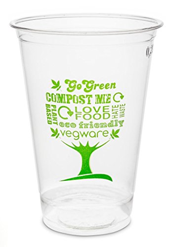 Plantvibes  50 transparente Bio Einwegbecher | 100% kompostierbar & biologisch abbaubar | stabile Trinkbecher perfekt als Partybecher für Kaltgetränke | Bio Einweg-Geschirr | (Trinkbecher 350 ml)