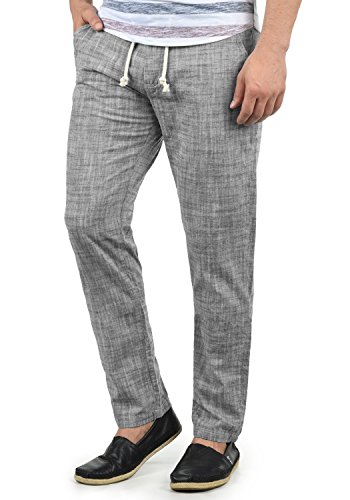 Blend Bonavo Herren Leinenhose Sommerhose Lange Stoffhose In Leinen-Optik Aus 100% Baumwolle Regular Fit, Größe:L, Farbe:Black (70155)
