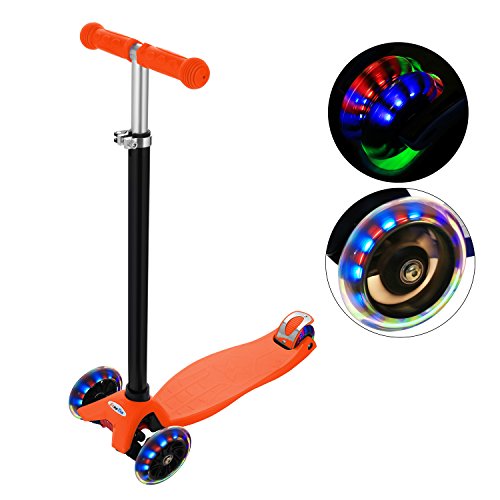 WeSkate Kinderscooter Kinderroller, höhenverstellbarer und abnehmbarer Lenker Kick Roller Tret-Roller mit PU Rädern, mit 4-blinkenden Rädern, 2-Rädern Hinterbremsen