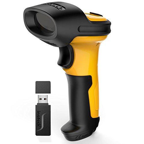 Inateck 2.4GHz Laser Barcode Scanner Wireless, Akku mit 2600 mAh, 60 m Reichweite, automatisches Abtasten für schnelles und präzises Scannen, Betriebsdauer ca. 1 Monat, P6