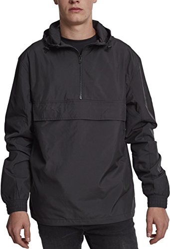 Urban Classics Herren Windbreaker Basic Pull-Over Jacket, leichte Streetwear Schlupfjacke, Überziehjacke für Frühjahr und Herbst - Farbe black, Größe L