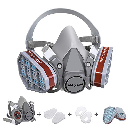 Atemschutzmaske NASUM Schutz Halbmaske für Farbspritz, Staub, Chemikalien, Schutz Geruchsminderung für Sprüh-, Sanierungs-,Lackier- und Schleifarbeiten