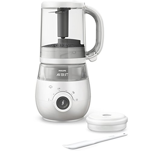 Philips Avent 4-in-1-Babynahrungszubereiter SCF883/01, Dampfgaren und Mixen, 4 Mahlzeiten, weiß