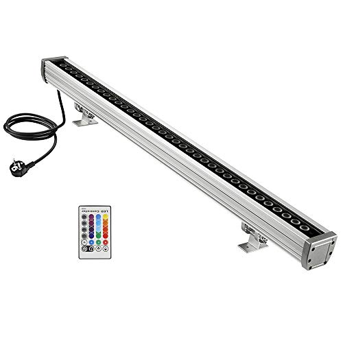 Hakkatronics RGB LED Wall Washer, 108W RGBW Mehrere Farben, LED Wandstrahler, 230Vac, Europa Stecker mit 3 Meter Länge Kabel, LED Leiste Außen Licht zu Billboard Lichter, Architektur, Bodenleuchten