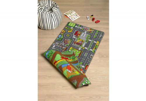 Duoplay 100x190 A4 Wende-Spielteppich, City oder Farm