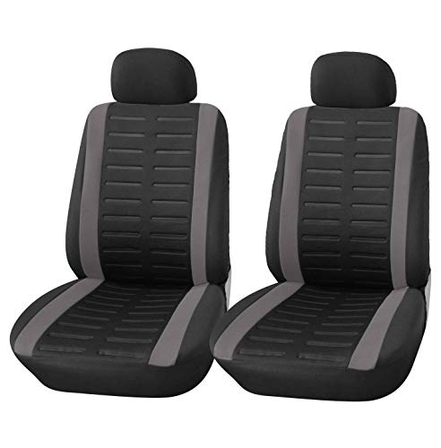 Upgrade4cars Auto-Sitzbezüge Vordersitze Schwarz Grau | Auto-Sitzschoner Set Universal für Fahrersitz & Beifahrer mit Seitenairbag Öffnung | Auto-Zubehör Innenraum