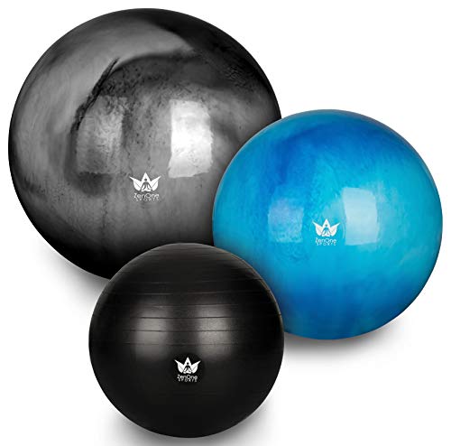 ZenBall Gymnastikball 75 cm inkl. Luftpumpe & Maßband I Premium Sitzball mit Gratis E-Book & Workout-Guide I Balance Ball für Reha, Sport, Büro, Yoga und eine aufrechte Haltung (Breathtaking Black)