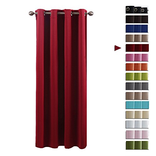 Blickdicht Vorhang mit Ösen Lichtundurchlässig - PONY DANCE 1 Stück 210 x 132 cm (H x B), Rot Verdunkelungsvorhänge Thermo-Vorhang für Kindergarten fashion home