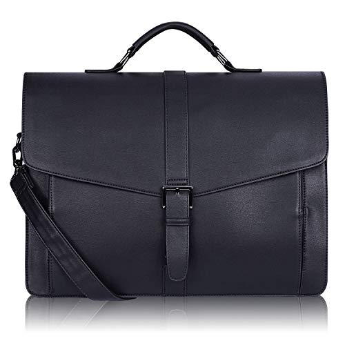 Estarer Aktentasche Herren Laptoptasche 15.6 Zoll Schwarz Businesstasche aus PU Leder