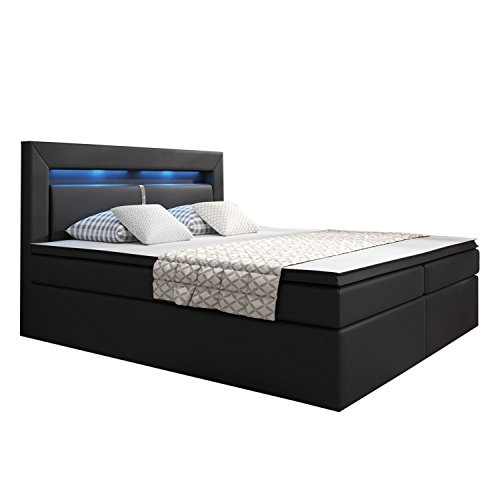 Boxspringbett New Jersey mit Bettkasten 180 x 200 cm - schwarz