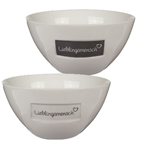 2er Set Lieblingsmensch Müslischalen grau & creme Schale Frühstück von Out of the blue Art.101755