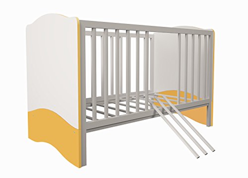 Polini Kids Babybett Kombi-Kinderbett Simple 140 x 70 cm (Weiß-Gelb)