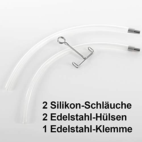 2 Stück Gräfenstayn Dampfentsafter Silikon-Ersatzschlauch Abfüllgarnitur - Doppelpack im Set - lebensmittelecht und temperaturbeständig