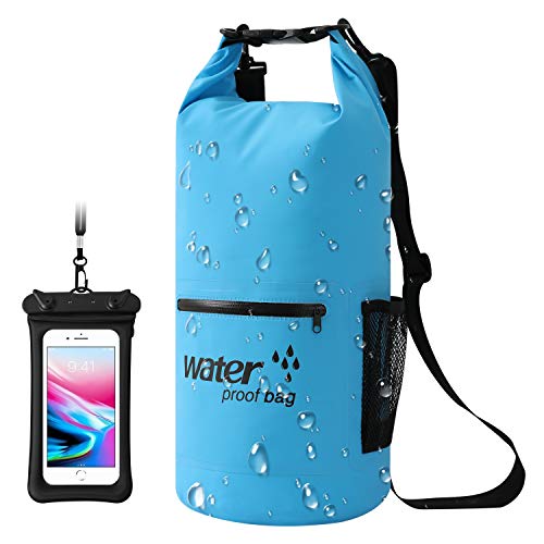 Dry Bag,10L,20L,30L wasserdichte Tasche,Wasserdichter Packsack,wasserdichte Beutel mit Wasserdichter Handybeutel,Für Ruder,Boot und Kajak,Rafting Angeln,Camping und Snowboarden (Blau, 30L)