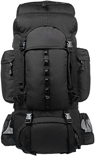 AmazonBasics - Wanderrucksack mit Innengestell und Regenschutz, 55 L, Schwarz