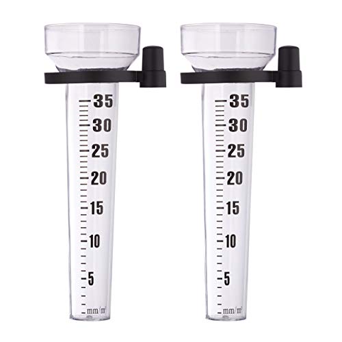 Relaxdays Regenmesser 2er Set, mit Halter, Niederschlagsmesser Garten, große Anzeige 35 mm/m², Kunststoff, transparent