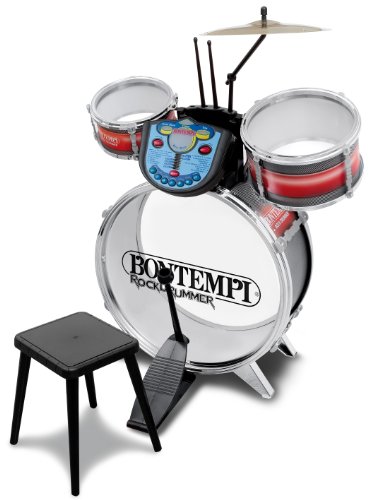 Bontempi 52 5691 Metallisches, silbernes Trommel-Set mit elektronischem Tutor (4-teilig)