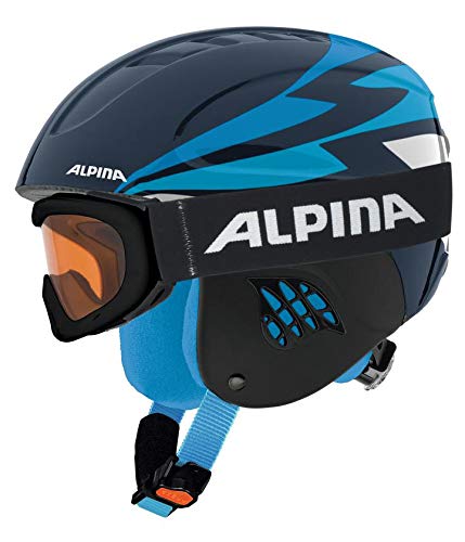 Alpina Sports Unisex Jugend Carat Set Skihelm, Nightblue, 51-55