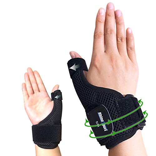 RHINOSPORT Daumenbandage Daumenschiene Schützt Sattelgelenk & Daumengrundgelenk Daumenorthese für Entlastung des Handgelenks bei Verletzungen und Sehnenscheidenentzündung - Rechts (S/M)