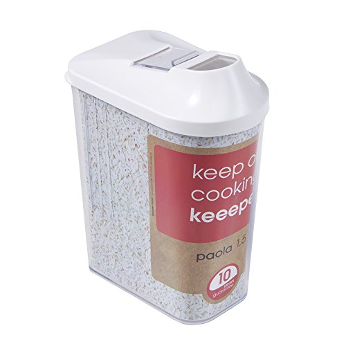 keeeper Schüttdose für Trockenvorräte, Stufenlos verstellbarer Dosierdeckel, BPA-freier Kunststoff, 1,5 l, 11,5 x 7 x 21 cm, Paola, Weiß