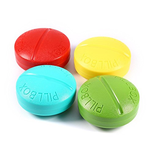 BlueBeach Pack von 2 Reise Pillendose Pillenbox Vitamine Medizin Tablet Organizer Case 4 Fächer Lagerung (Zufällige Farbe)