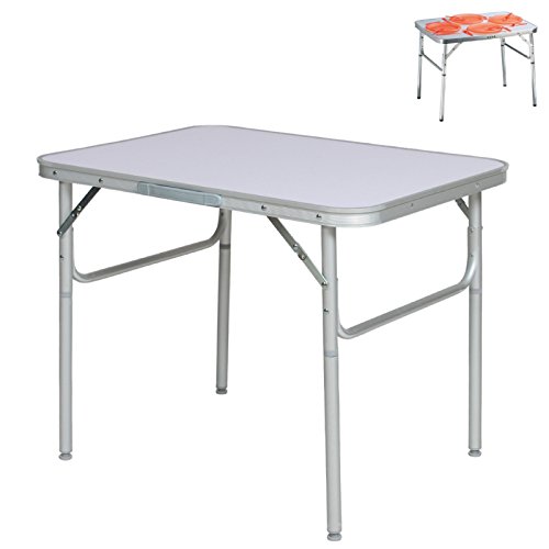 Alu Campingtisch Klapptisch 75 x 55cm nur 3.2 Kg. Gartentisch Camping Tisch Reisetisch Abstelltisch Silber / Weiß von Smartweb