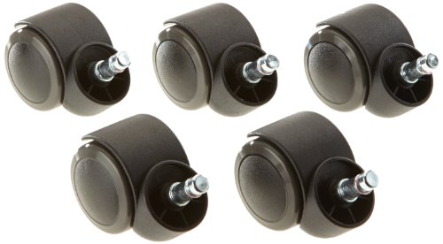 hjh OFFICE 619000 5x Hartbodenrollen für Bürostuhl ROLO Stift 10 mm / Rolle 50 mm Drehstuhl Rollen für Hartböden mit leichtgängiger weicher Lauffläche