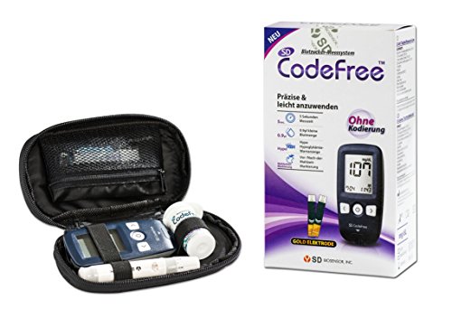 SD CodeFree Blutzuckermessgerät STARTERKIT mg/dL Vorteilspaket inkl. Teststreifen und Lanzetten