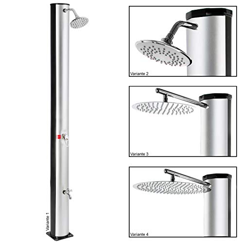 Steinkirch Solar Gartendusche mit frei wählbarem Duschkopf ++ Pooldusche Campingdusche Solardusche Garten Sommerdusche ++ Steinkirch Duschkopf: ø 300 mm Edelstahl