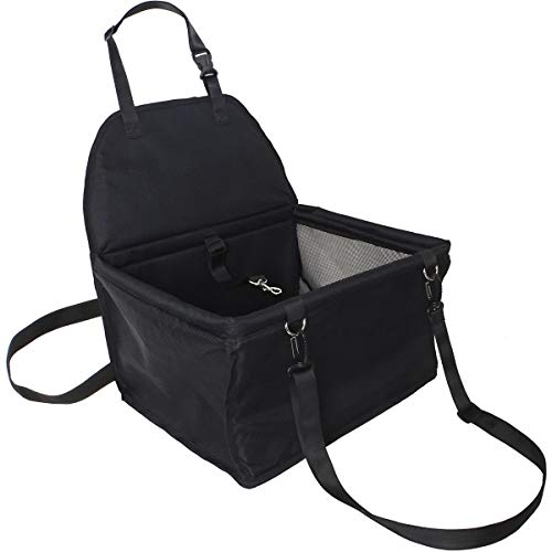 igadgitz Xtra U6960 - Polyester Hunde Autositz Autositzbezug Hund Wasserfester Sitzerhöhung Hund mit Sicherheitsgurt/Leine - kleine und Junge Haustiere & Hunde, Katzen, Welpen - Schwarz