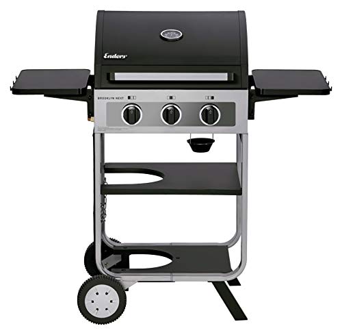 Enders Gasgrill BROOKLYN NEXT 3, kleiner Grill, 3 Edelstahl-Brenner, mit Grillthermometer, Gasflasche verstaubar, Edelstahl-Grillrost, Seitenablagen, Balkon-Grill, Grillwagen, Gasgriller, #86467