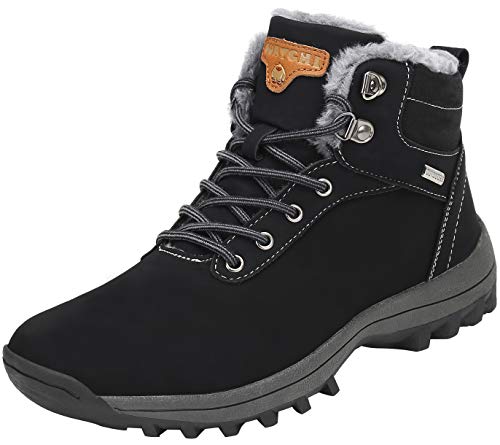 Mishansha Damen Herren Winterschuhe Warm Gefüttert Winterstiefel Wasserdicht Trekking Wanderschuhe Outdoor rutschfest Schneeschuhe Dämpfung Boots, Schwarz 40
