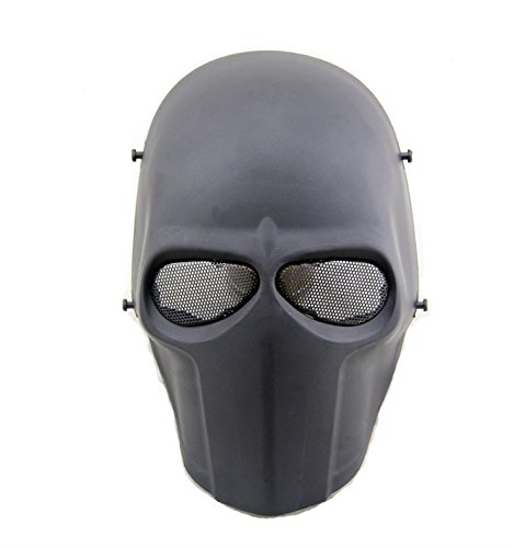 haoyk taktische Maske für Airsoft, Paintball, Cosplay, Hockey, BB, die schützende Vollmaske kann ebenfalls an Halloween getragen werden, Schwarz