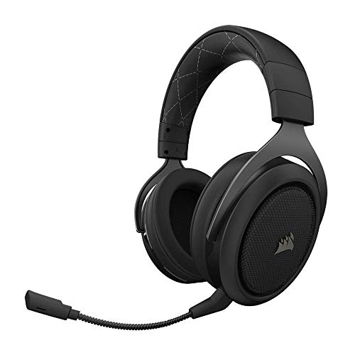 Corsair HS70 Kabelloses Gaming Headset (7.1 Surround Sound, mit abnehmbaren Mikrofon, für PC/PS4) schwarz (Generalüberholt)