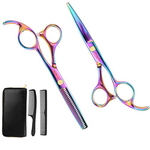 Friseurschere Set mit Kamm (5er Set) PRETTY SEE Haarscheren Set für Perfekten Haarschnitt Einfach Haare Schneiden für Damen Herren Kinder Effilierschere Set 5.5' (13.97)