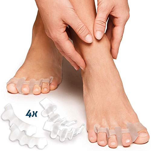 BellFan 6X Hallux Valgus Zehenspreizer, BPA Free SEBS Material, Zehen Separatoren Werkzeug für Hallux Valgus Hammer Zehen, Hühneraugen, Krallen Zehen, passt für Frauen, Männer und Kinder (Fünf Zehen)