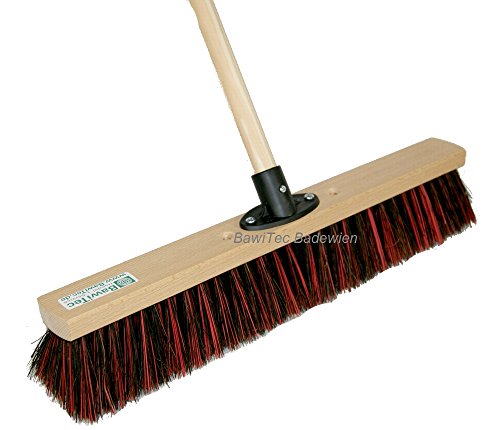 BawiTec Arengabesen Mix Straßenbesen mit Stiel 40cm 50cm 60cm 140cm 160cm Kunststoffhalter Quickhalter Arenga-Besen Kehrbesen Outdoor (Besen 50cm / Stiel 160cm)