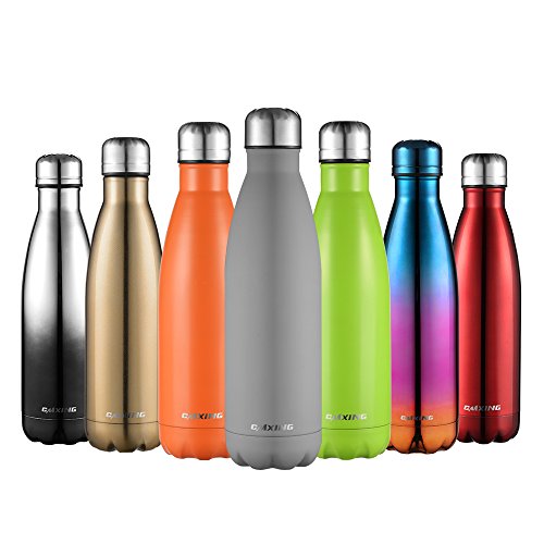 cmxing Doppelwandige Thermosflasche 500 mL/750 mL mit Tasche BPA-Frei Edelstahl Trinkflasche Vakuum Isolierflasche Sportflasche für Outdoor-Sport Camping Mountainbike (grau, 750 mL)