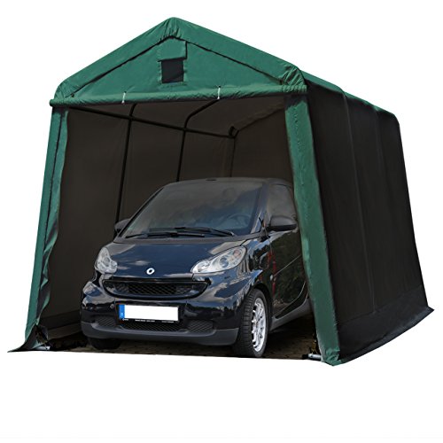 Zeltgarage 2,4x3,6 m Weidezelt PREMIUM Carport mit 500 g/m2 PVC Plane in dunkelgrün Unterstand Lagerzelt Garage aus 100% Stahl