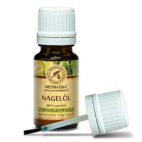 Nagelöl, Nagelhautöl mit naturreinem 100 % Zitronenöl, Ylang-Ylang-Öl, Jojobaöl und Traubenkernöl, Nägel Öl für trockene und brüchige Nägel, Nagelwachstum, Nagelstärkung, Nagelelastizität, Nagelhaut-Öl, Cuticle Nail Oil, toller Duft, Glas-Pinselflasche, 10 ml, 1er Pack (1 x 10 ml) Nagelpflege von AROMATIKA