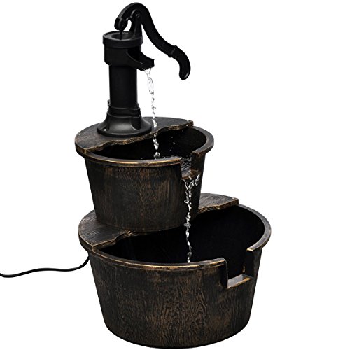 vidaXL Kaskadenbrunnen im Handwasserpumpe-Design Wasserspiel Brunnen + Pumpe