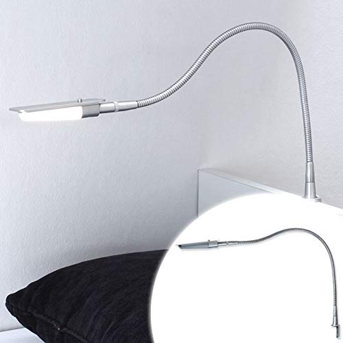 LED Bettleuchte Leseleuchte ETA Flexleuchte Nachttischlampe Schwanenhals Chrom Poliert mit Schalter – 2er Set inkl. Netzteil 230V (Chrom Poliert)